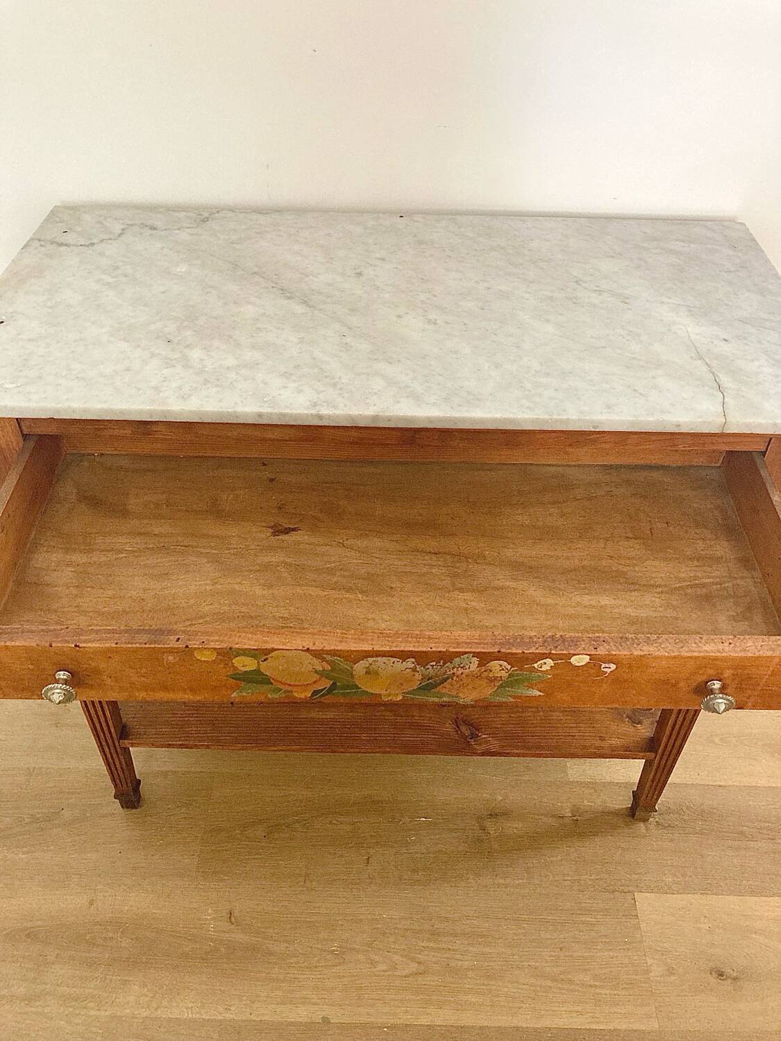 Wooden and marble console table