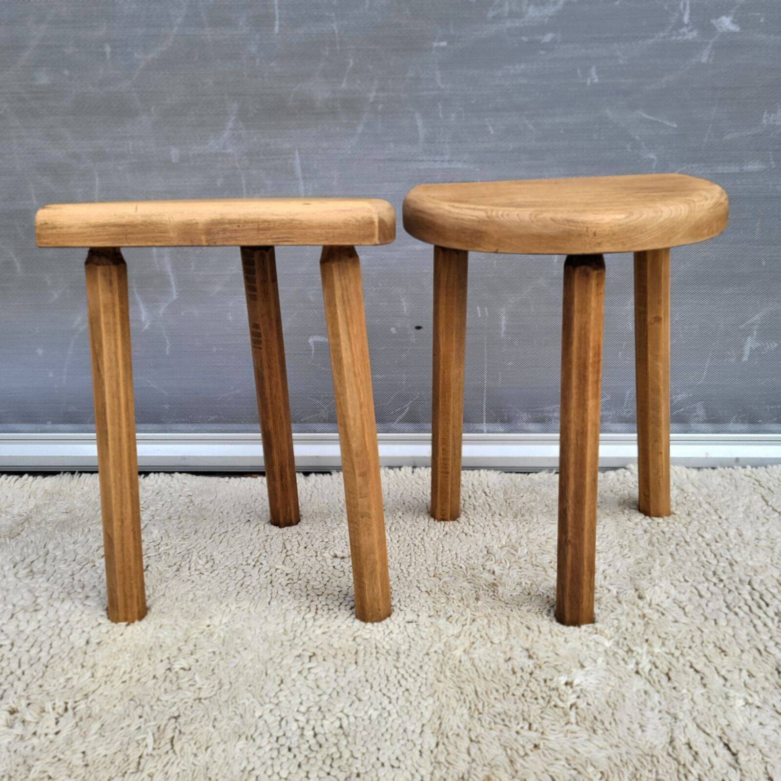 Pair of raw wood milking stools • Brutalist spirit & nature