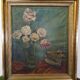 20th century Colorful Flower Bouquet Oil on Canvas Still LIfe