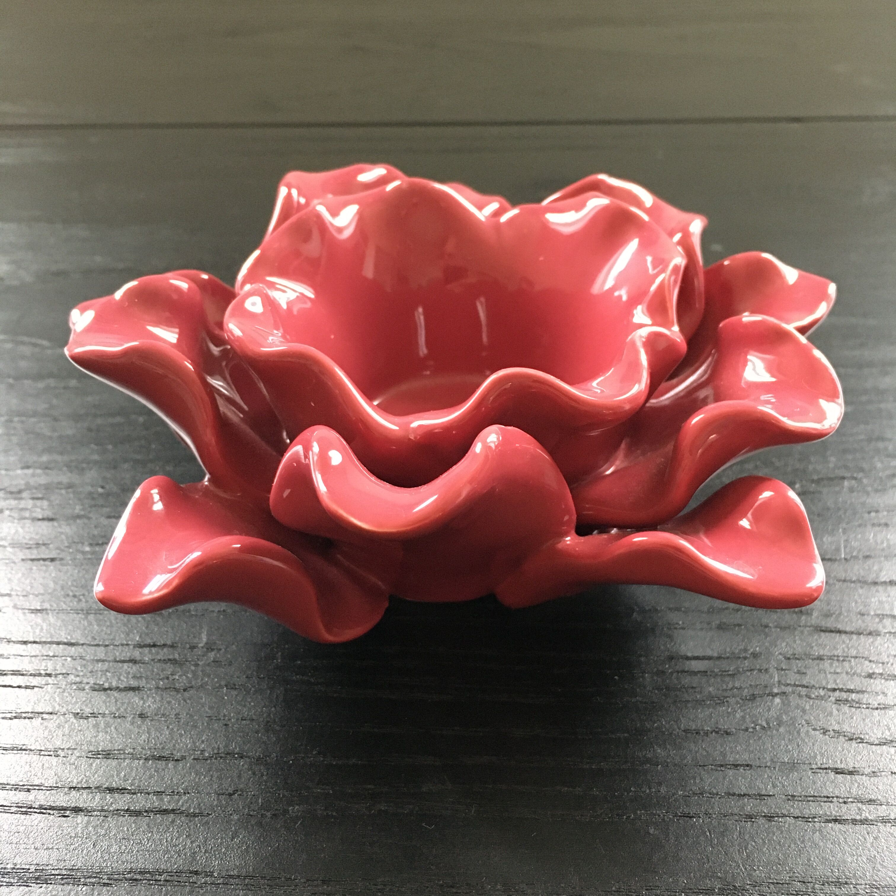 Pink flower candle holder
