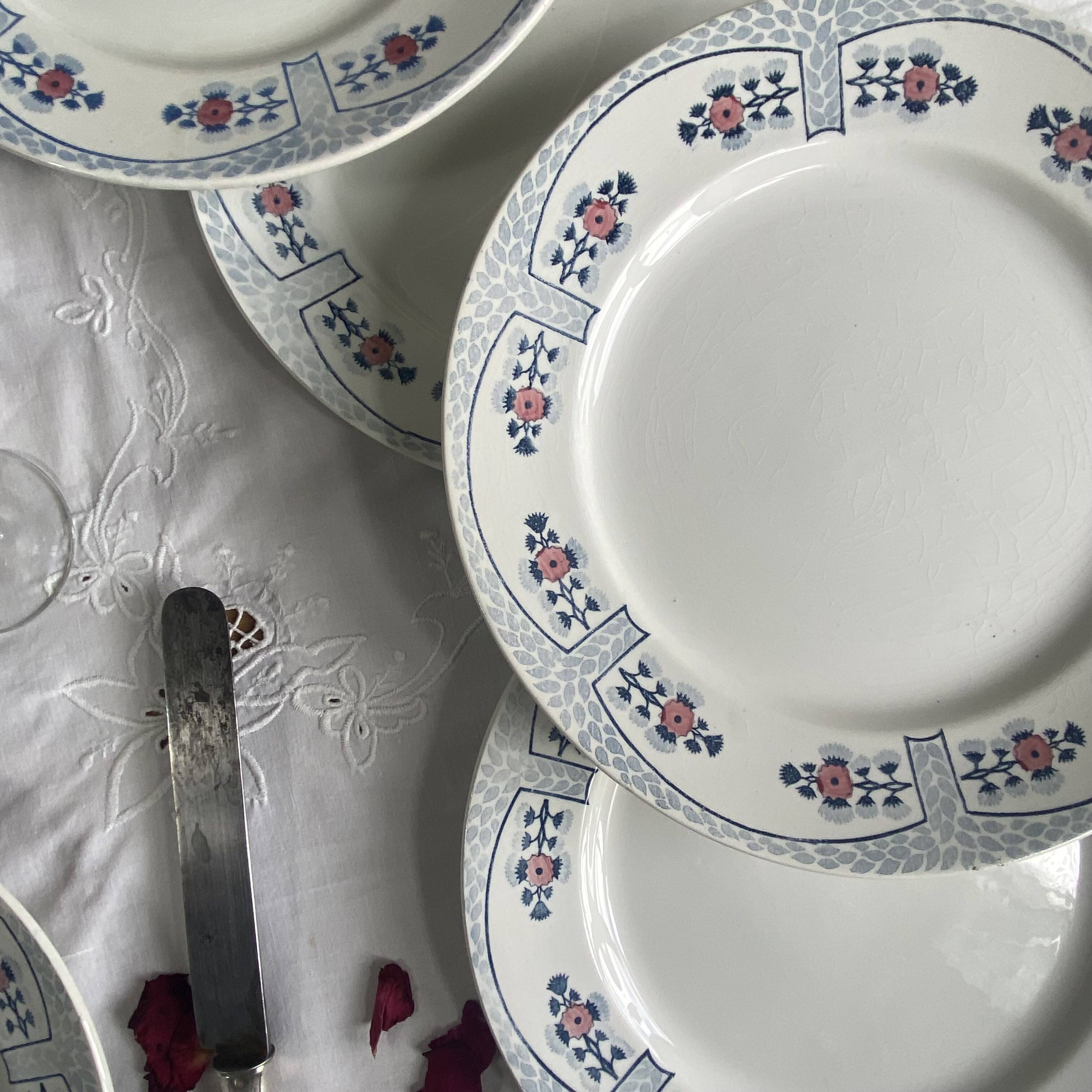 6 flat plates Creil and Montereau Toledo antique earthenware