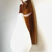 Floating Wall Lamp In Wood & Matt Opal Glass By Philips, The Netherlands, 1950S