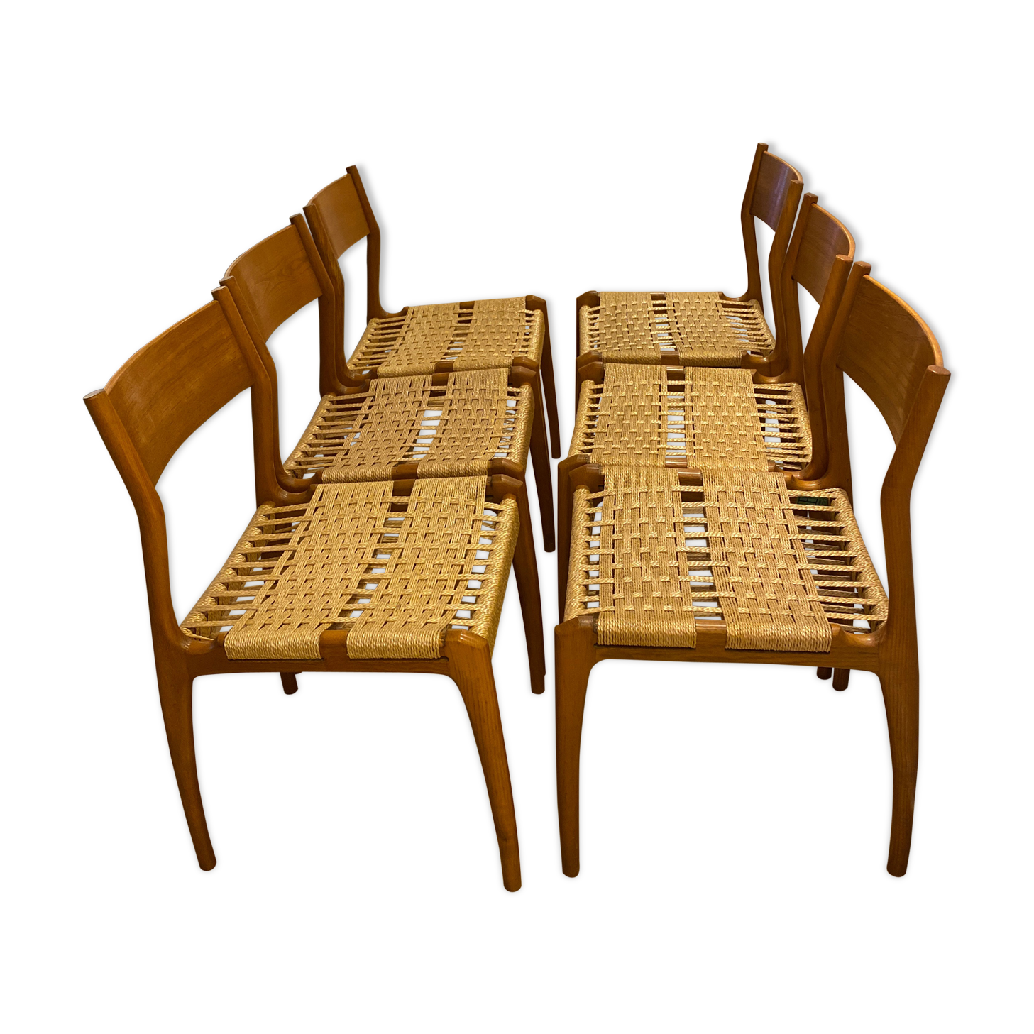 6 chaises vintage bois et corde
