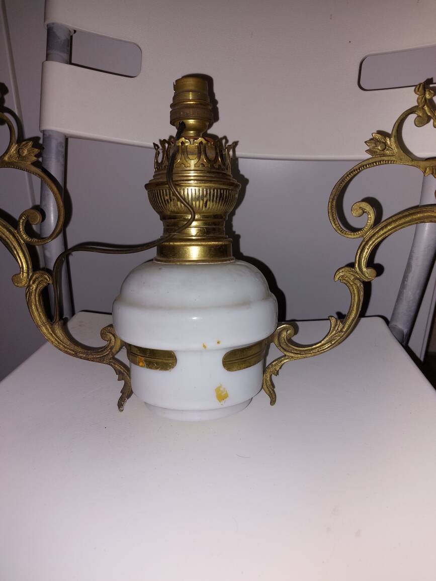 Bronze and Opaline Suspension Lyre - Napoléon III Style