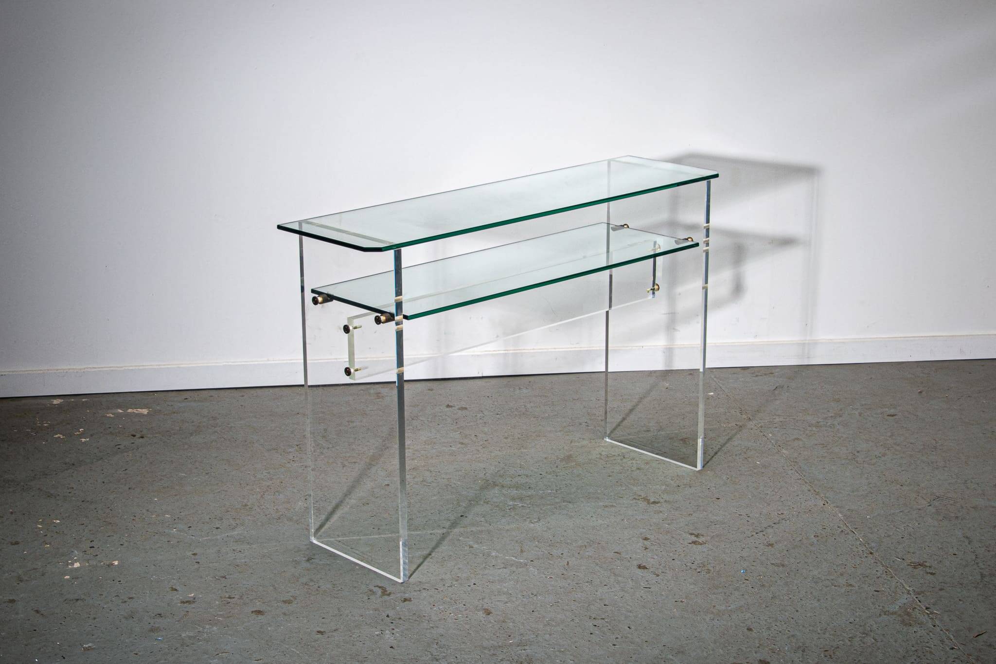 Table Console en Verre et Lucite par Roche Bobois, Circa 1980