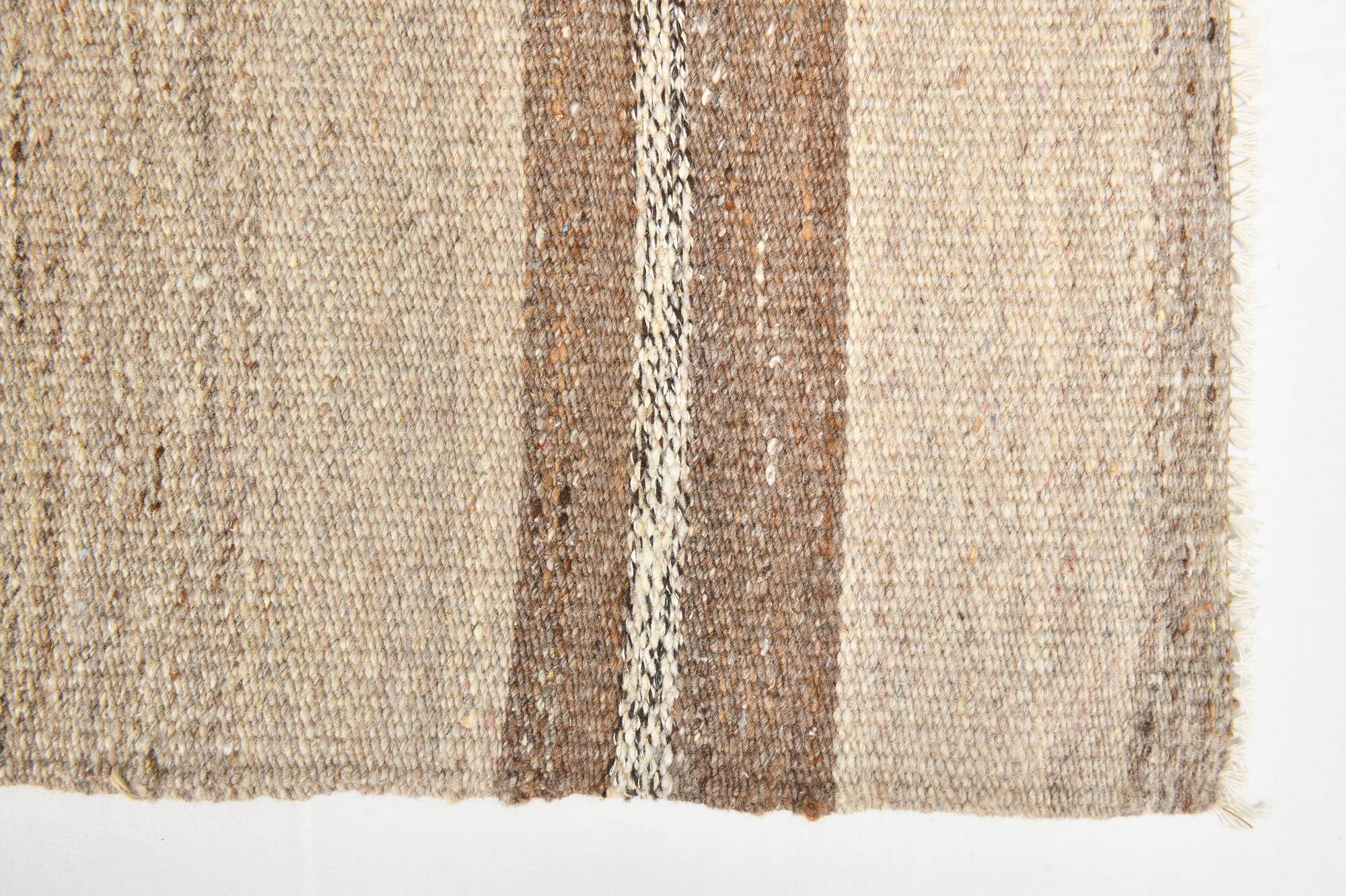 Brown & Beige Striped Large Vintage Kilim Rug, 306x336Cm