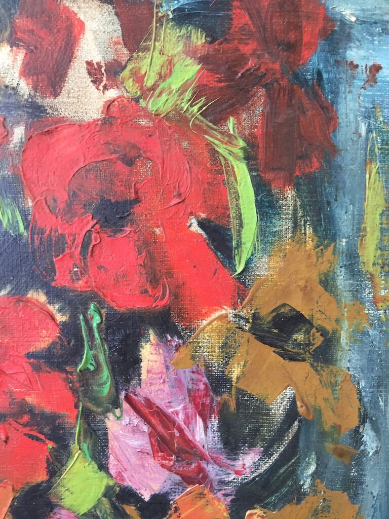 Old oil painting flowers
