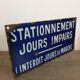 Plaque émaillée de stationnement