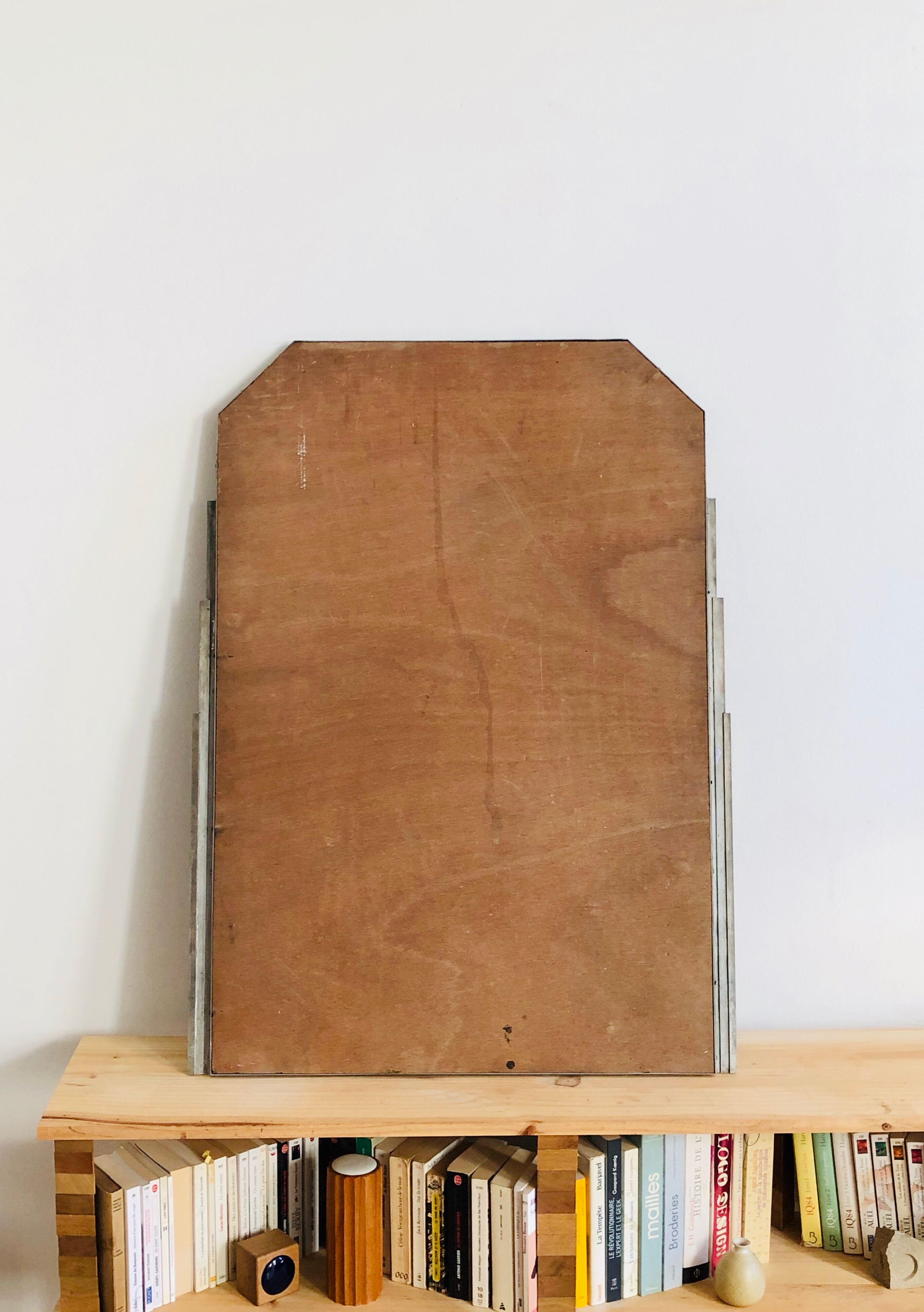 Miroir biseauté art déco métal  101 X l75 cm