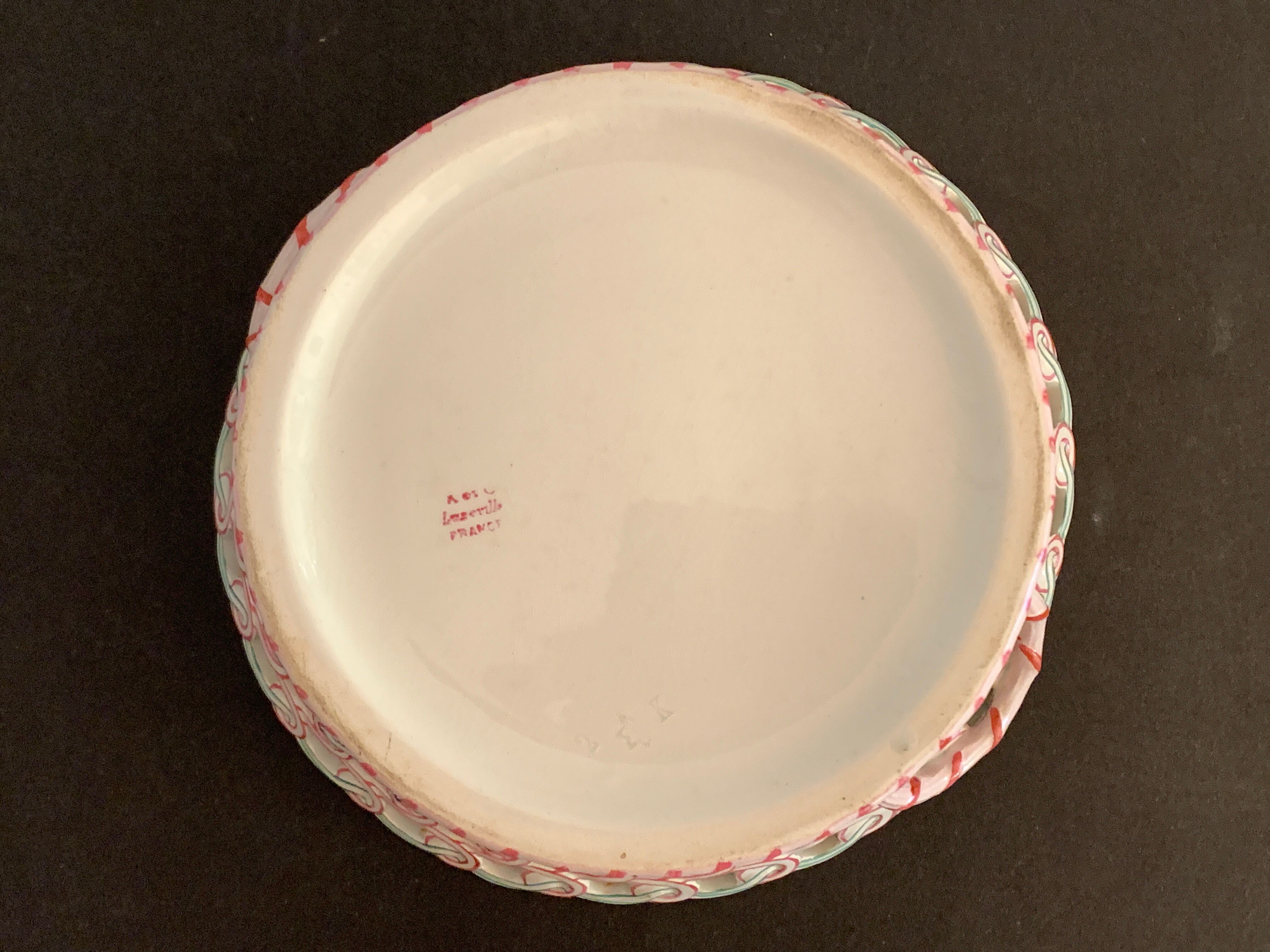 Fruit basket in fine polychrome earthenware KG Lunéville, 1900