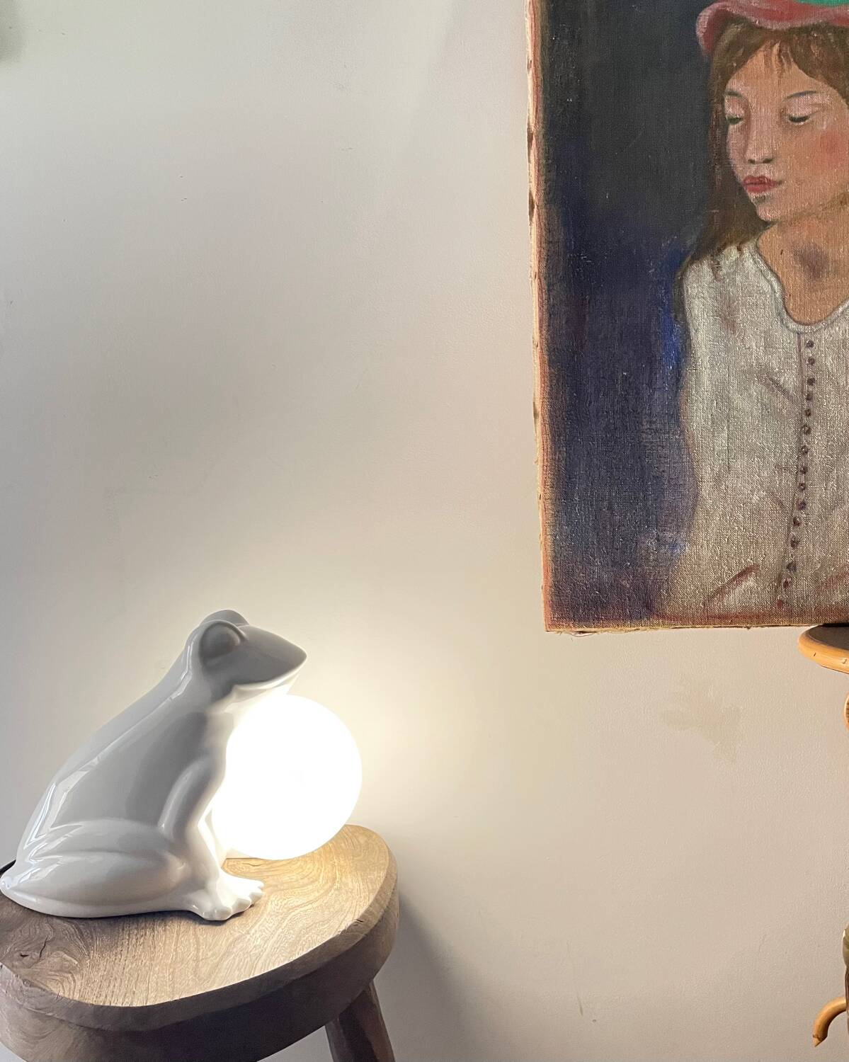 Vintage 80's frog lamp