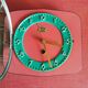 Vintage formica clock silent wall pendulum "FFR Morbier red green"