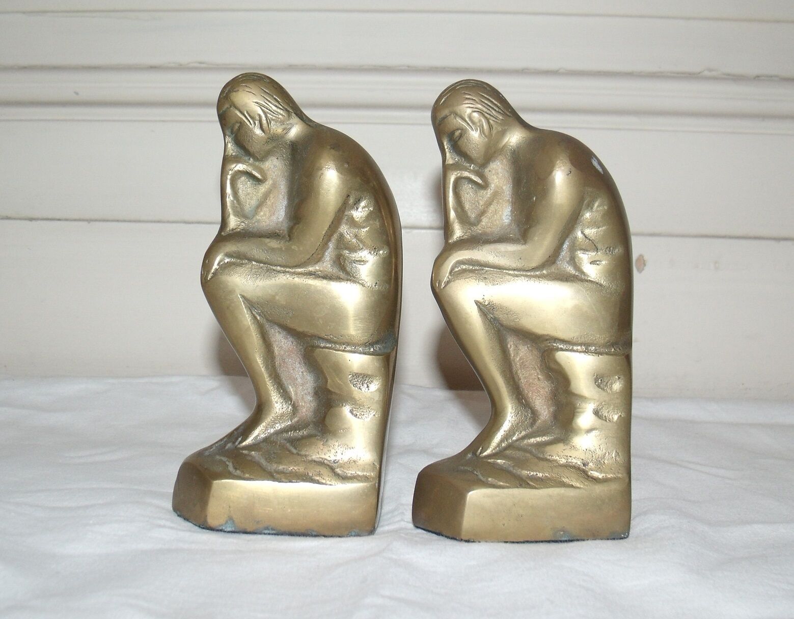 Pair of greenhouses books bronze the thinker by Rodin