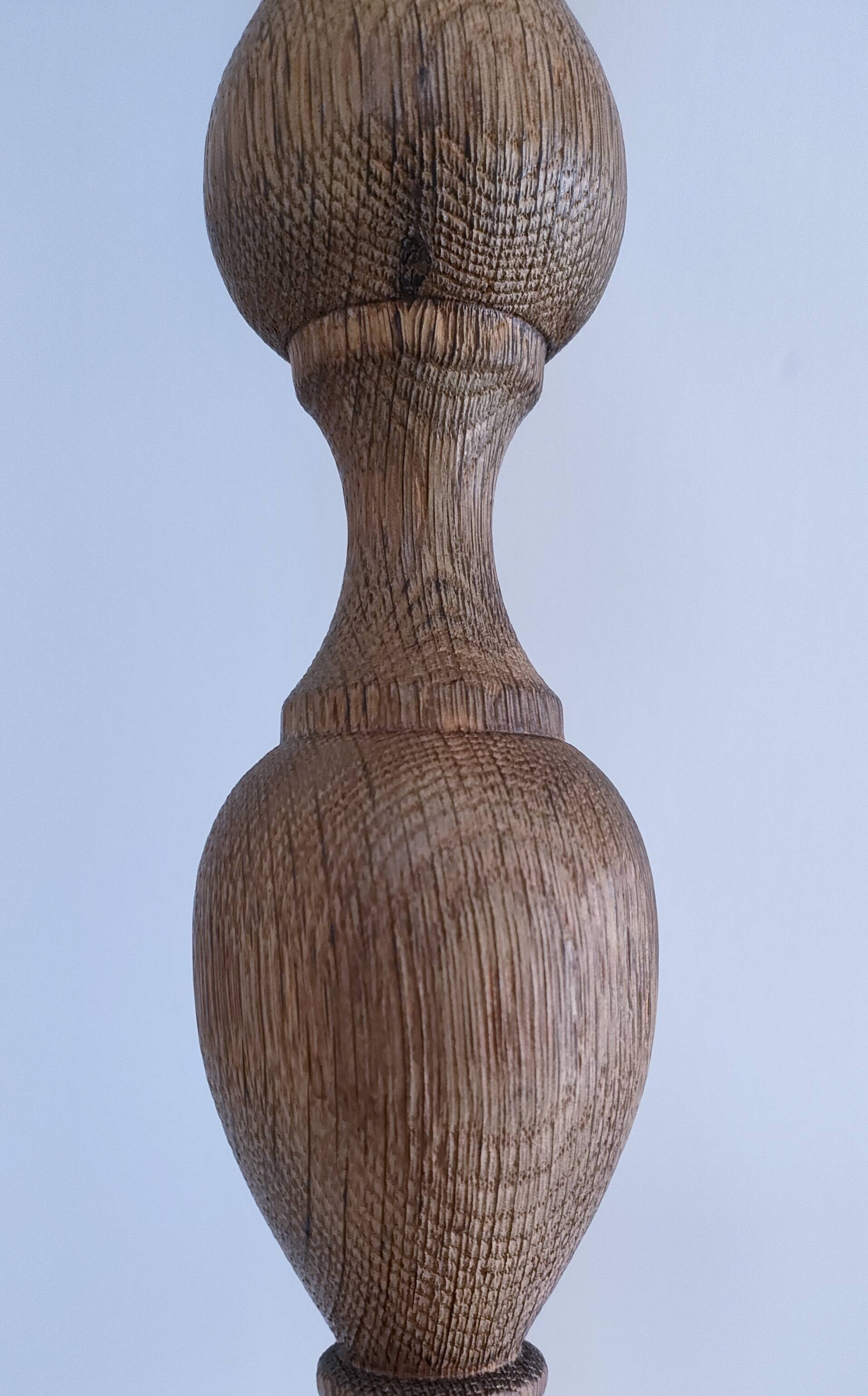 XL turned solid wood lamp base H.45.5 cm