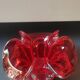 Murano Ashtray/Tray. Organic floral shape. Ruby red, 14cm.
