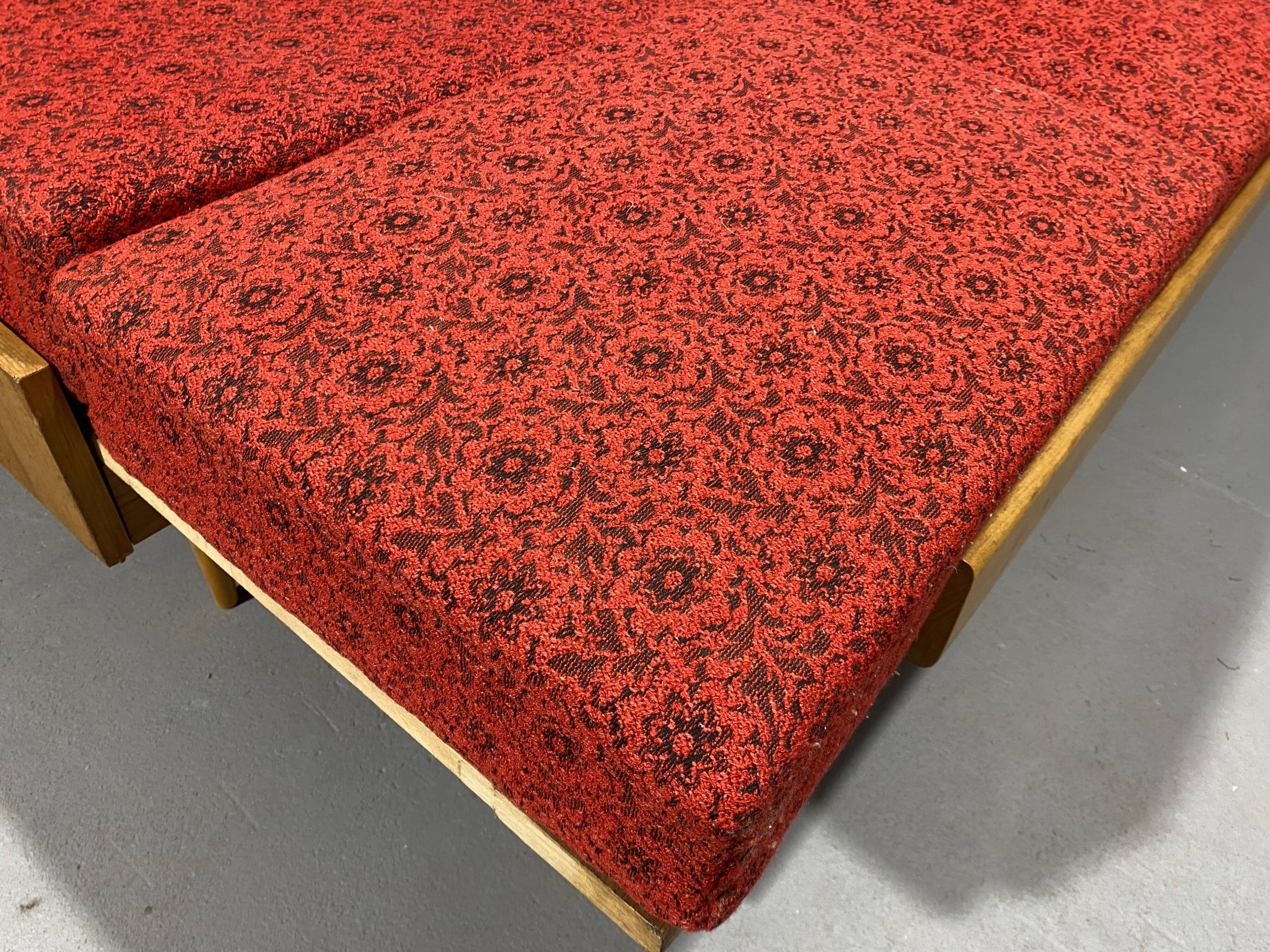 Mid-century folding sofa bed by Drevotvar, 1970s, Czechoslovakia