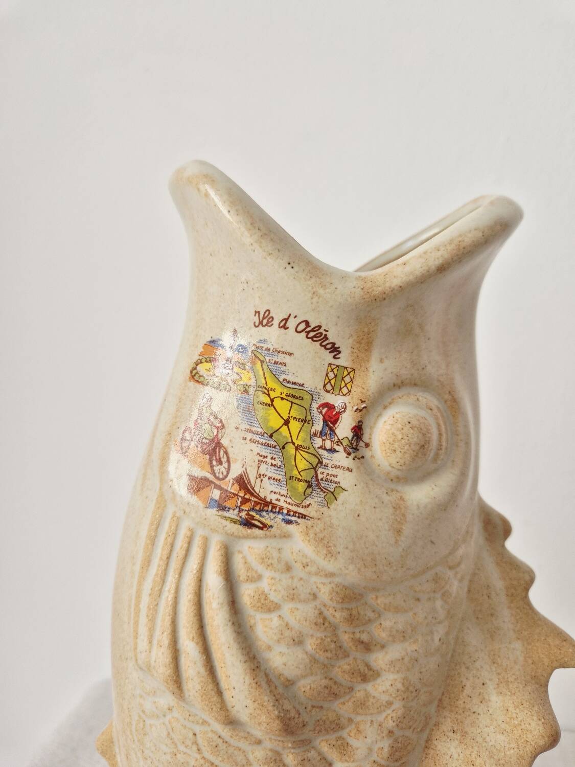 Ceramic fish vase/carafe "Île d'Oleron" - Vintage