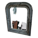 Wooden frame mirror patinated black plaster