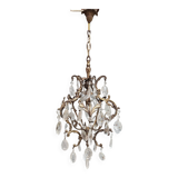 Rare old chandelier / lantern in patinated bronze, Louis XV style / working condition