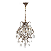 Rare old chandelier / lantern in patinated bronze, Louis XV style / working condition