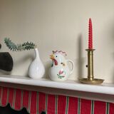 Ceramic rooster pitcher decorated with vintage flowers