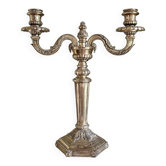 Two-light chandelier in silver metal