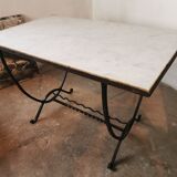 Marble and wrought iron coffee table