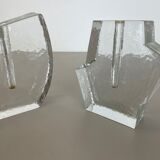 Set of 2 "brutalist" rock glass vases, germany 1970