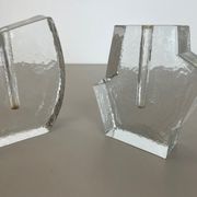 Set of 2 "brutalist" rock glass vases, germany 1970