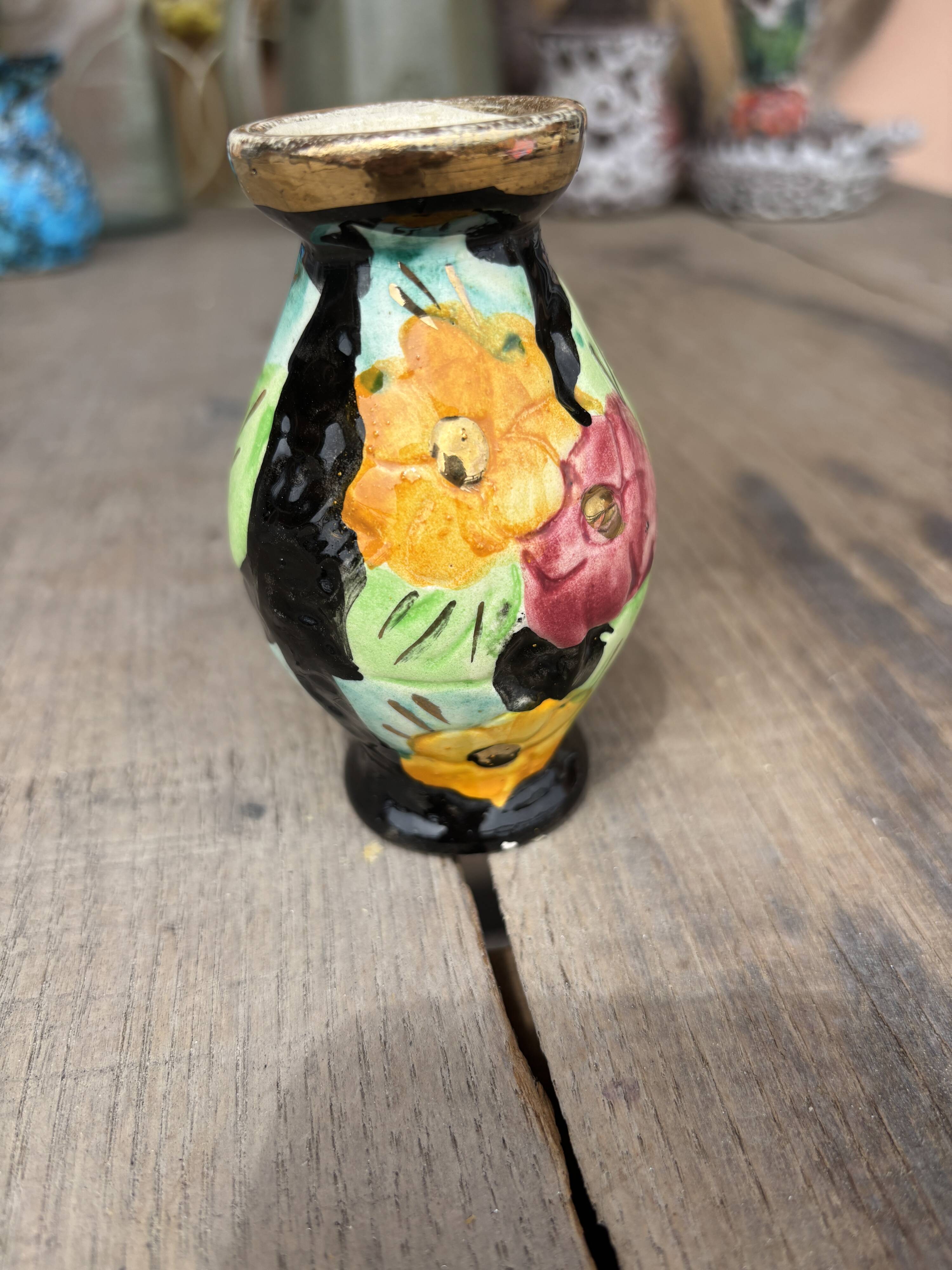 Small Vallauris vase – hand-painted artisan ceramic