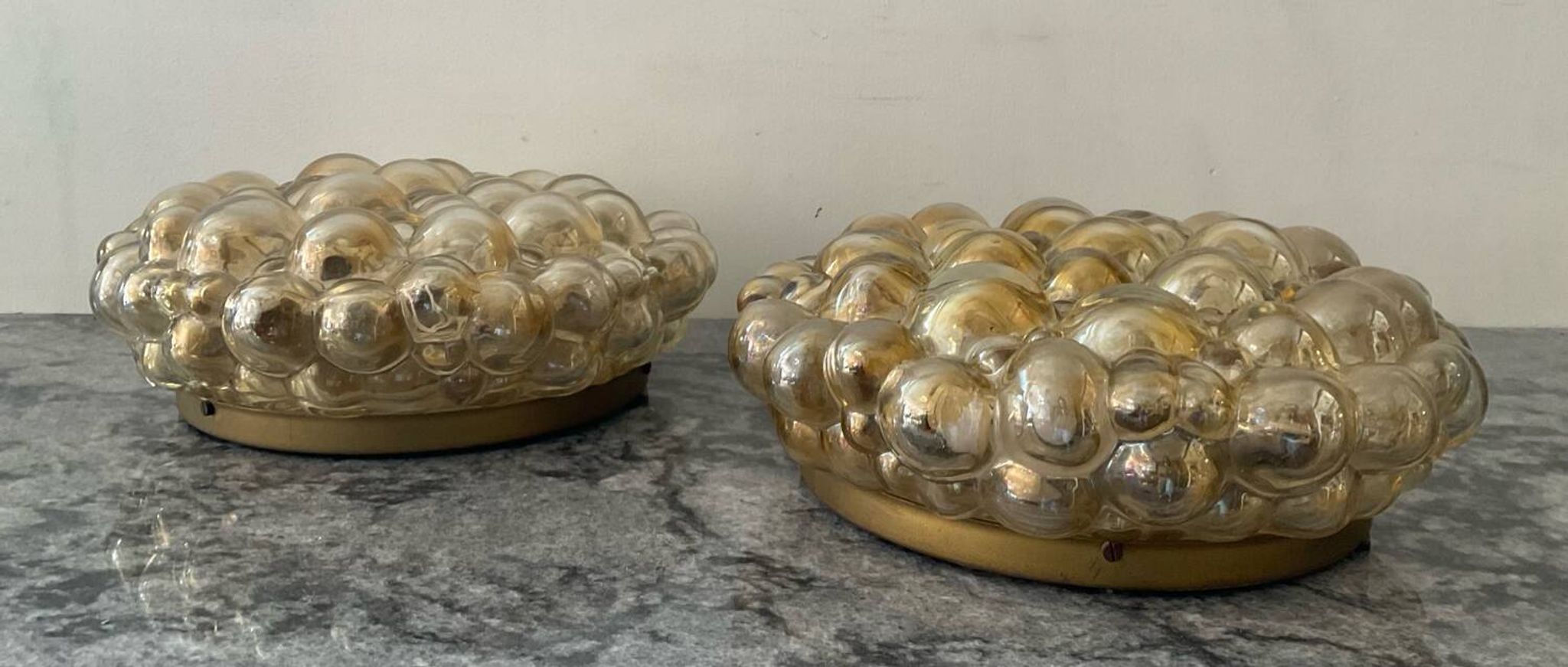 Pair of Bubble-Helana Tynell wall lights or ceiling lights from the 1970s.