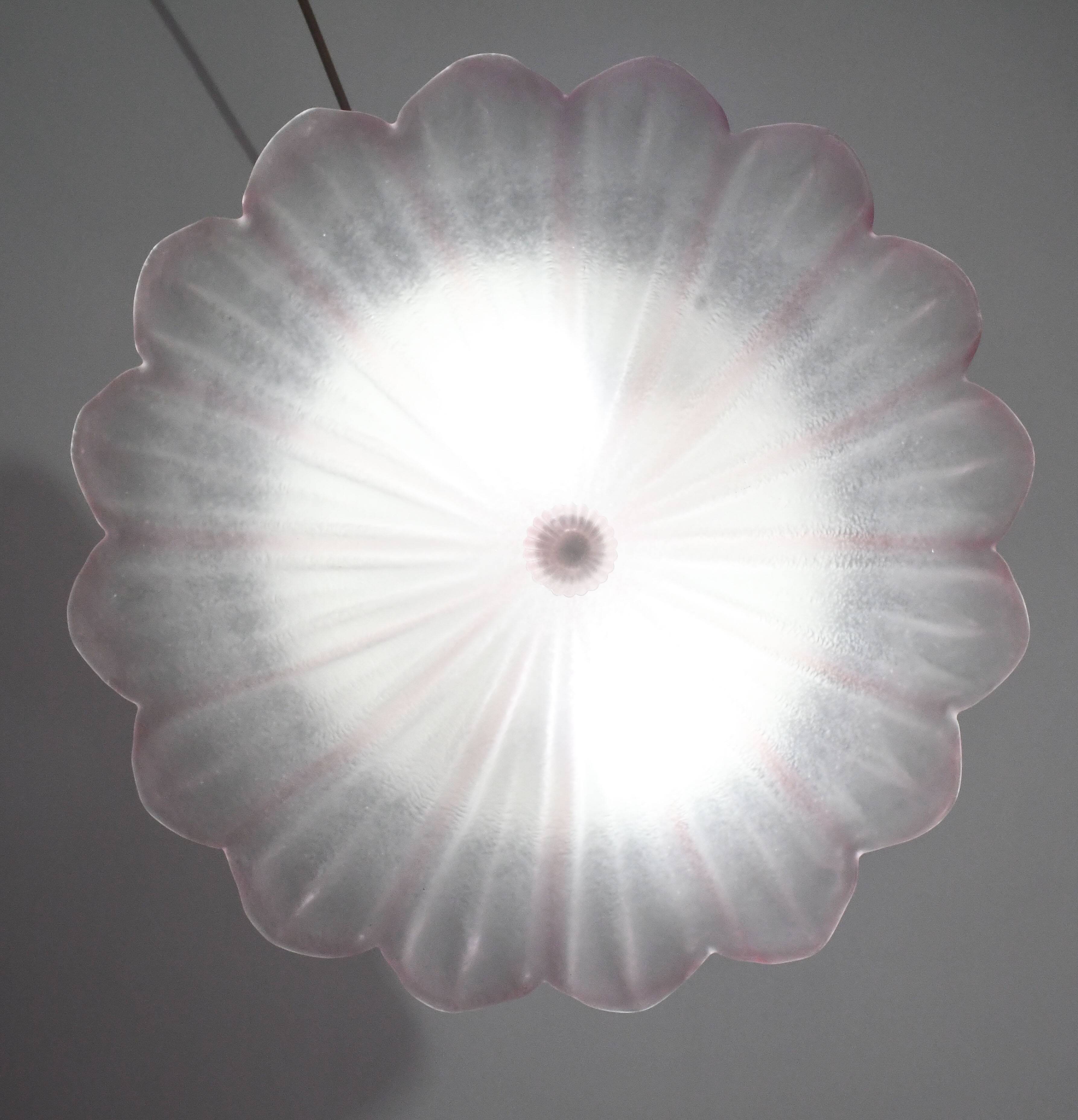 Precious Italian pink Murano glass ceiling fixture, Murano, 1970