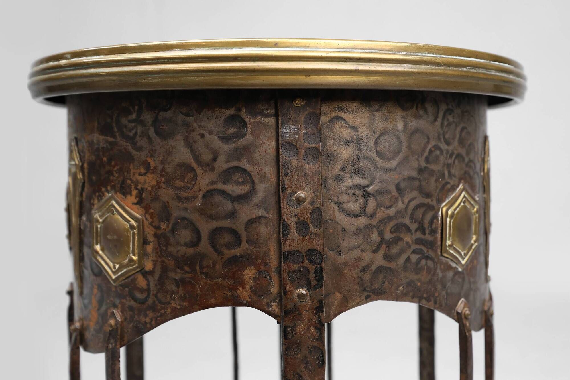 Art Nouveau wrought iron and brass high console Wiener Secession style