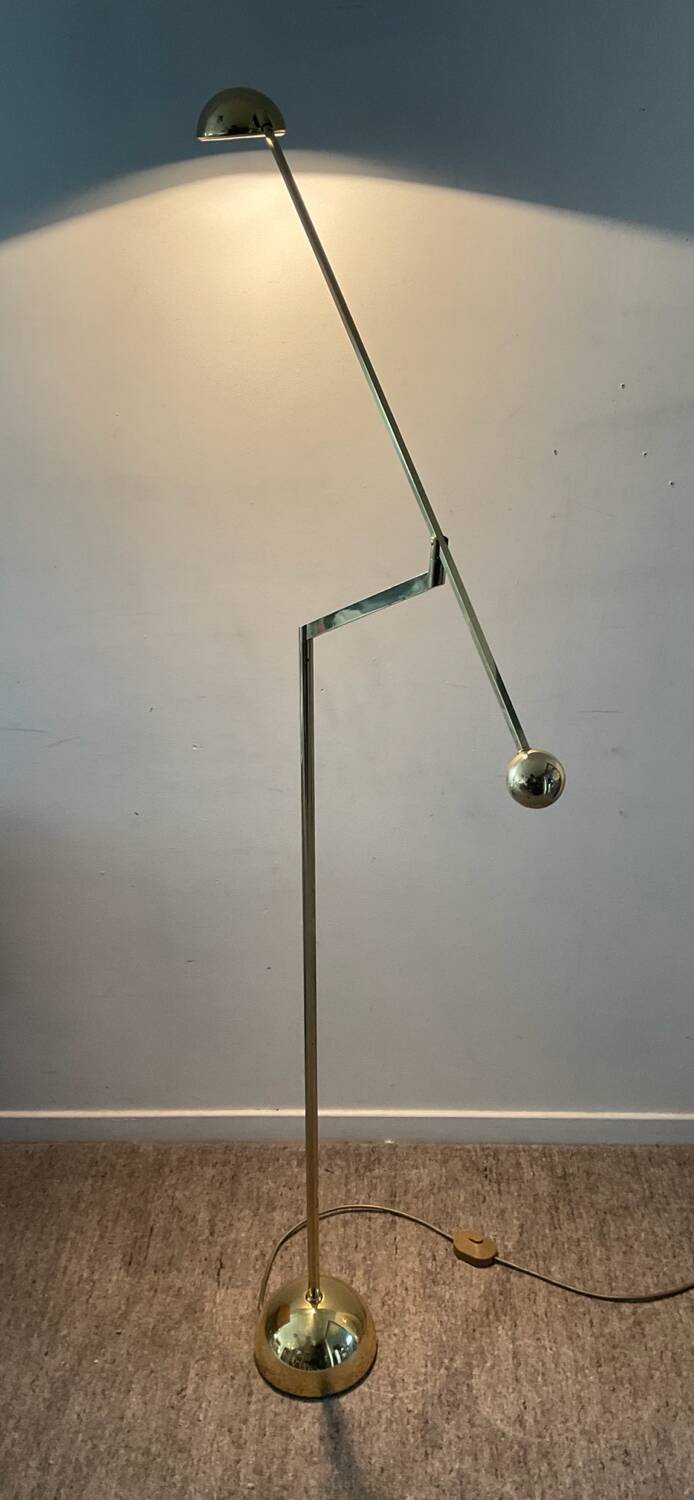 Vintage brass counterweight floor lamp