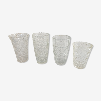 Four bohemian crystal vases