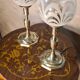 pair of brass bedside lamps and glass ball 32x160
