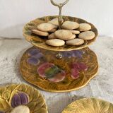 Sarreguemines barbotine cake display with fruit decoration