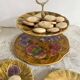 Sarreguemines barbotine cake display with fruit decoration