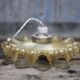 Vintage yellow glass suspension with corolla, glass chandelier, ceiling lamp.