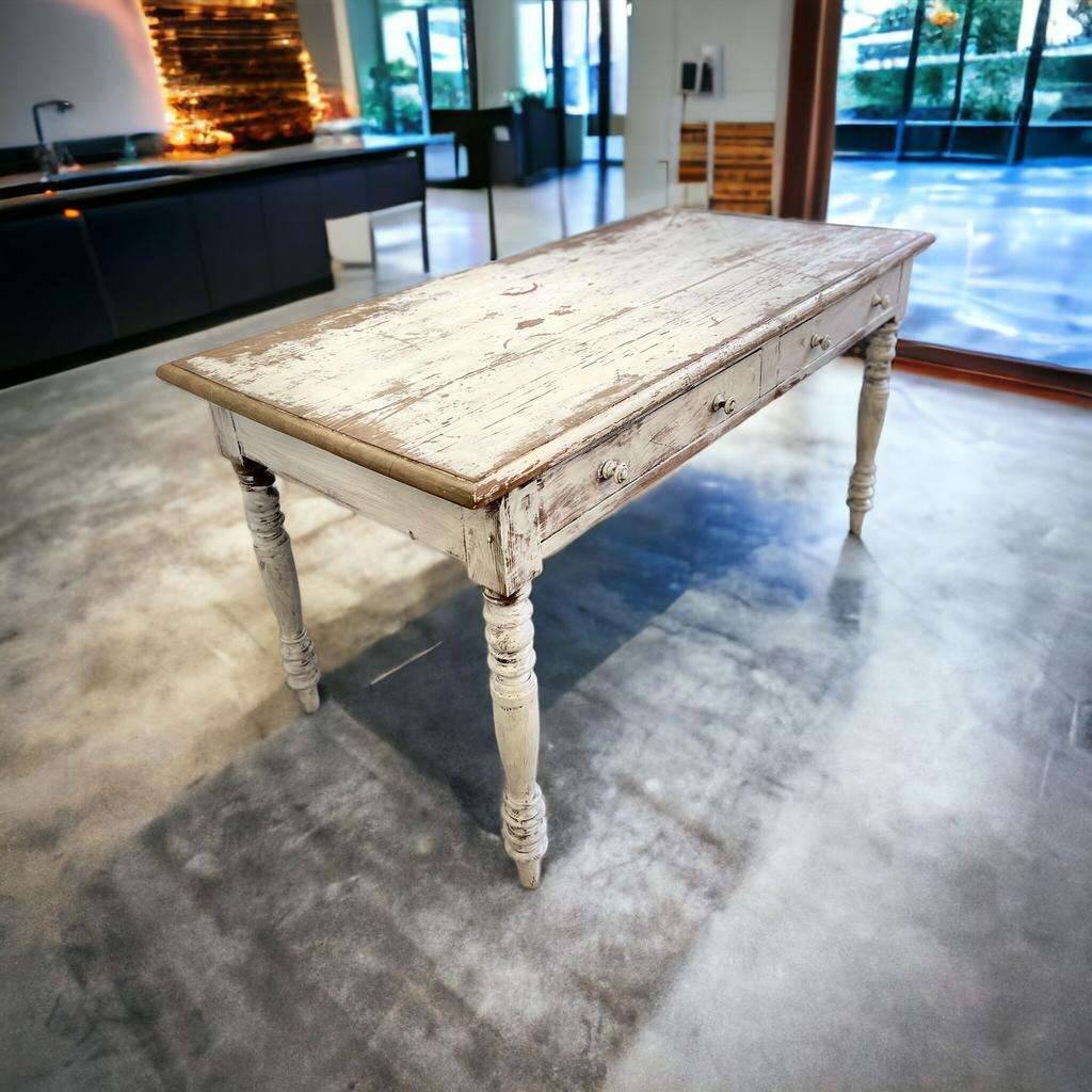 Brocante wooden farmhouse table / white / dining table