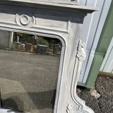 Large decorative mirror in carved wood with shabby patina