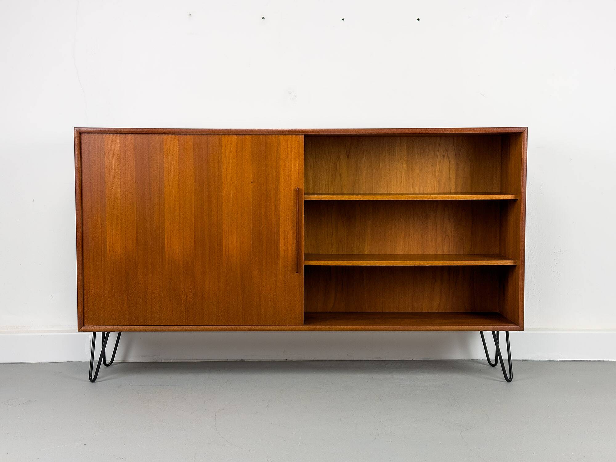 Teak Bookcase with One Sliding Door from Wk Möbel, 1960s