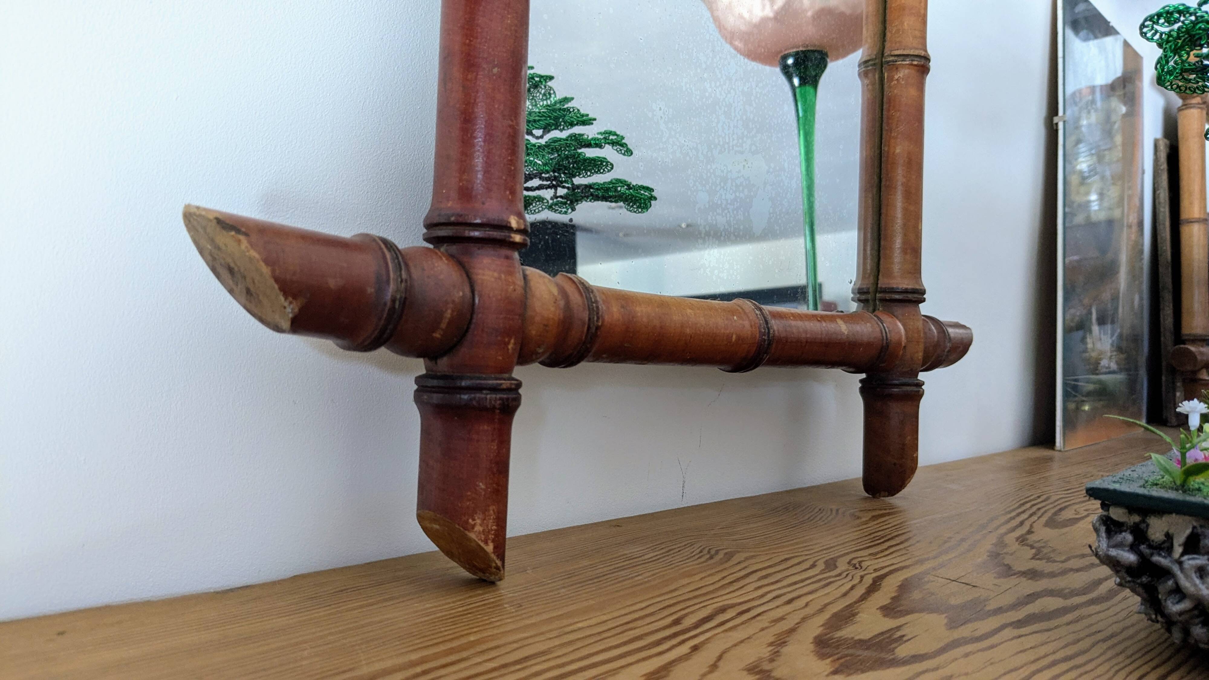 Vintage bamboo mirror 60 x 50 cm