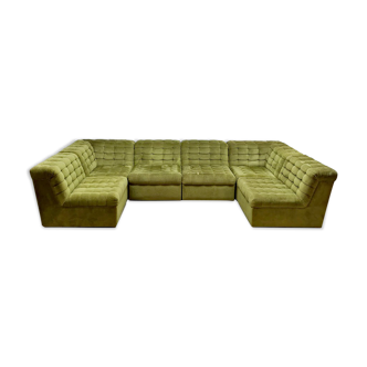 Vintage modular sofa 'green velvet'