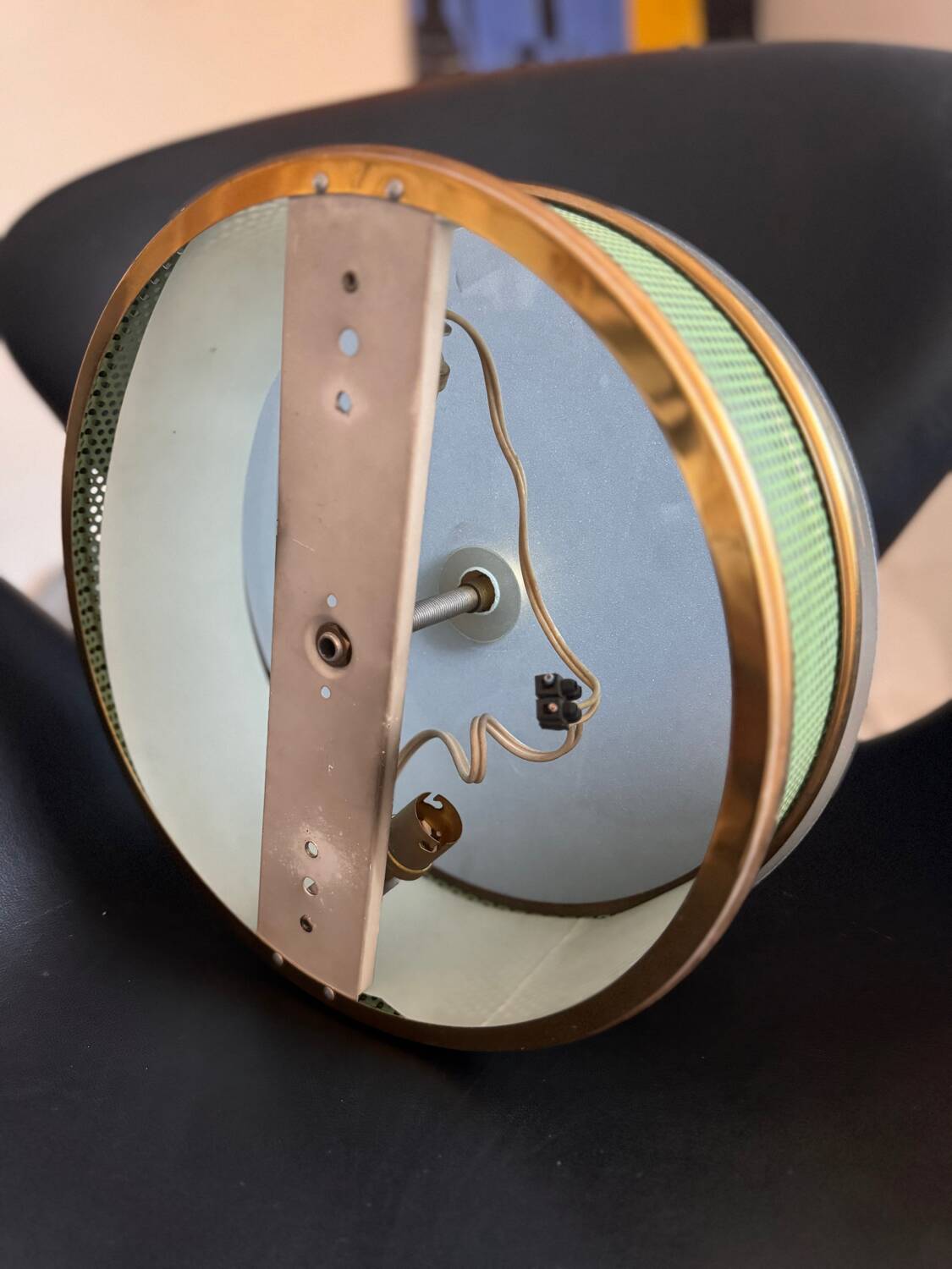 Lunel ceiling light / Porthole / Brass, perforated metal and glass
