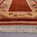 Old Turkish Milas Rug 200x142 cm vintage carpet Ushak Region Beige Rust Medium