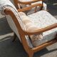 Louis XVI style armchairs in solid cherry wood
