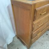 Jolie commode de 4 tiroirs pieds compas plaquage chene