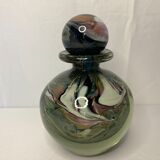 LUZORO (Michèle), Polychrome glass ball bottle signed XXth