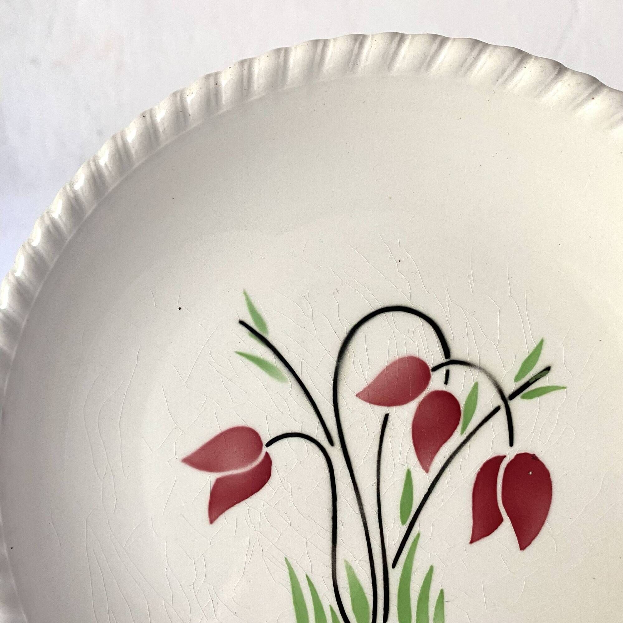 Porcelain dessert plates, Luneville Badonviller, tulip decor
